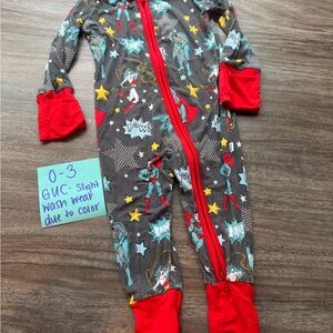 Superhero little Sleepies zippy - Red and Gray